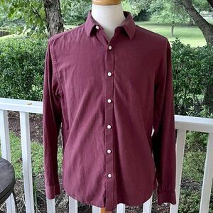 Stitch Note Egyptian Cotton Long Sleeve Shirt. Berry color. Size Large.